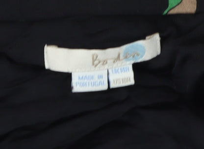 Boden Women's Black Pleated Floral Knee Length Skirt