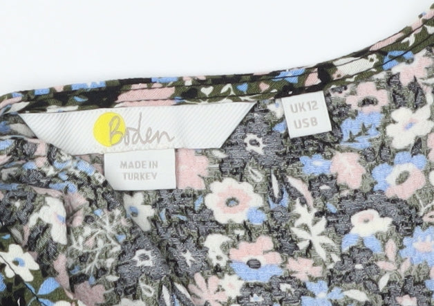 Boden Women's Multicoloured Floral Wrap Blouse Size 12