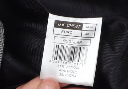 Mens UK Size 38 Ben Sherman Regular Grey Suit Waistcoat