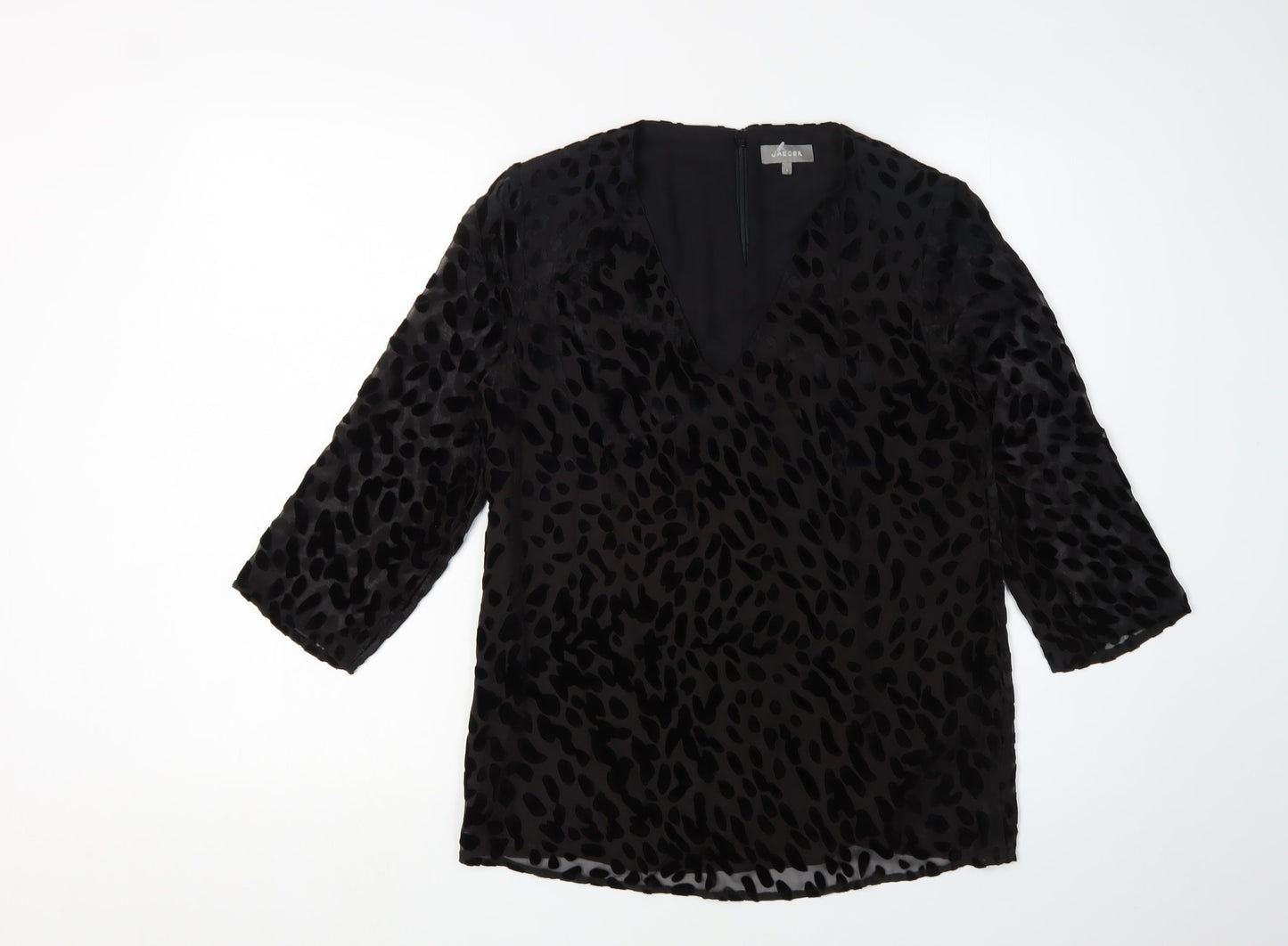 Jaeger Women's Black Animal Print Blouse, Size 6