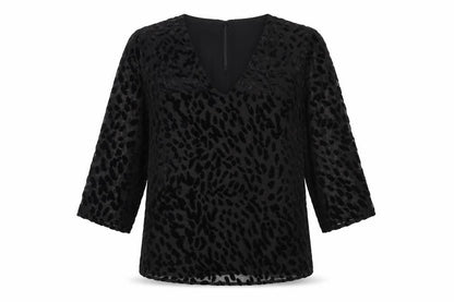 Jaeger Women's Black Animal Print Blouse, Size 6