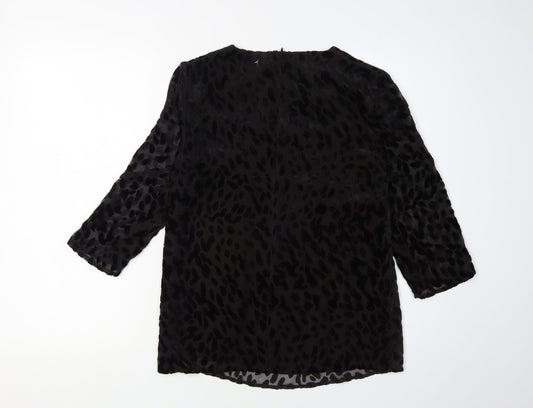Jaeger Women's Black Animal Print Blouse, Size 6