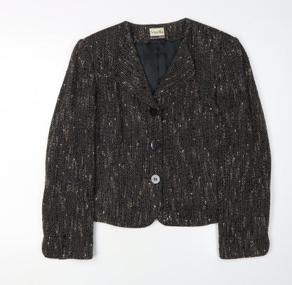 Viyella Womens Black Size 10 Petite Tweed Suit Jacket