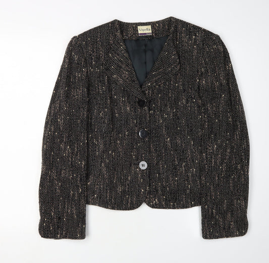 Viyella Womens Black Size 10 Petite Tweed Suit Jacket