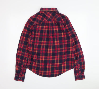 Womens UK Size S Superdry Red Basic Button-Up