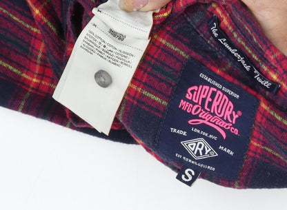 Womens UK Size S Superdry Red Basic Button-Up