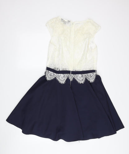 Lipsy Women's A-Line Dress Ivory Blue Size 12 Party