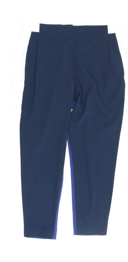 Womens UK Size 10 French Connection Slim Fit Cropped Blue Trousers