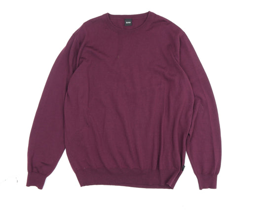 Hugo Boss Men's Red Wool Pullover Jumper, M