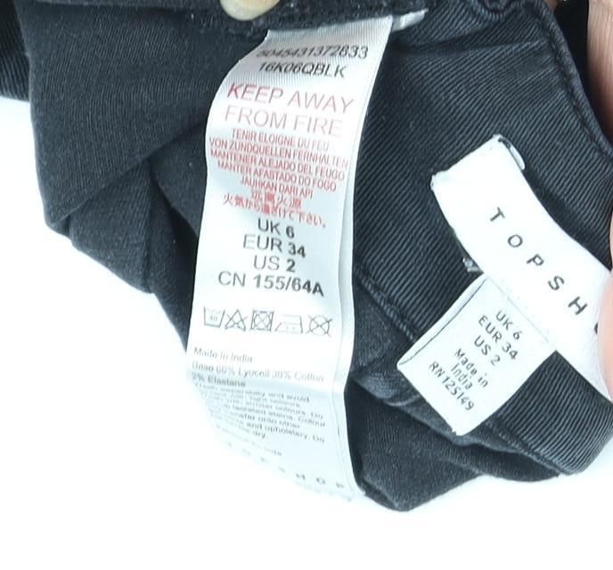 Womens UK Size 34 Topshop Regular Fit Cropped Black Trousers