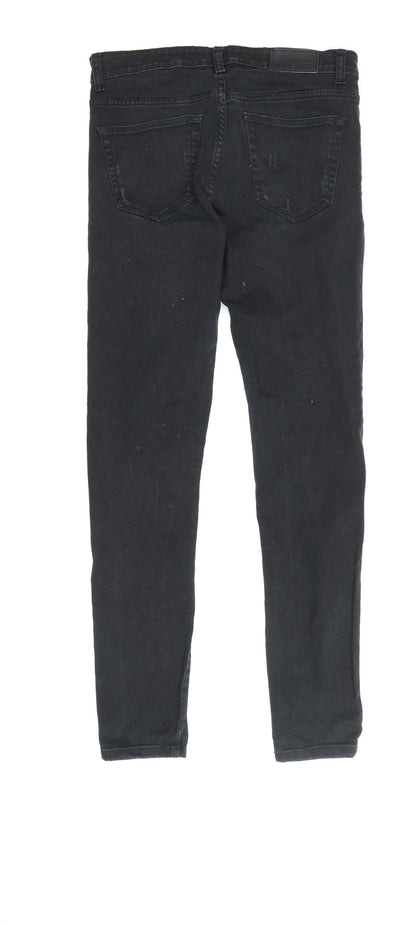 ZE ENZO Men's Black Skinny Distressed Jeans 32R