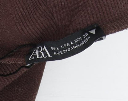 Womens UK Size L Zara Brown Basic Blouse