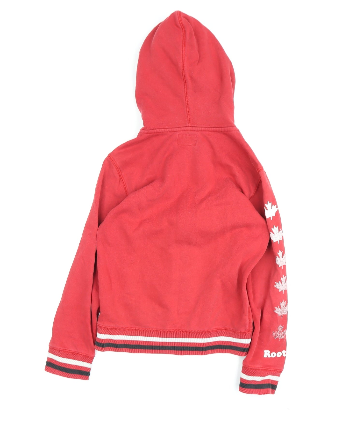 Roots Boys Red Full Zip Hoodie 7-8 Years Hooded Canada Logo