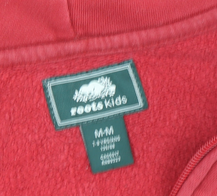 Roots Boys Red Full Zip Hoodie 7-8 Years Hooded Canada Logo