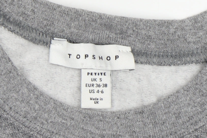Topshop Grey Cotton Women's Sweatshirt Small S