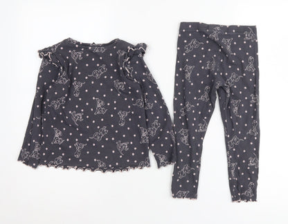 Disney 101 Dalmatians Girls Black Pyjama Set 3-4 Years