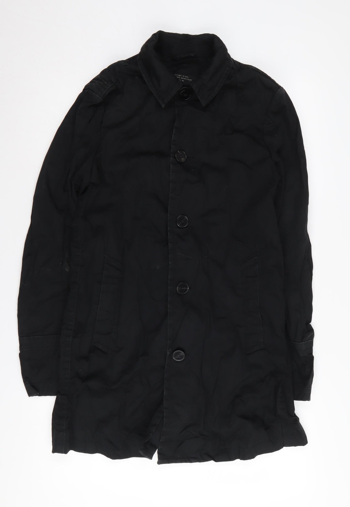 AllSaints Women's Black Cotton Overcoat S Casual Classic