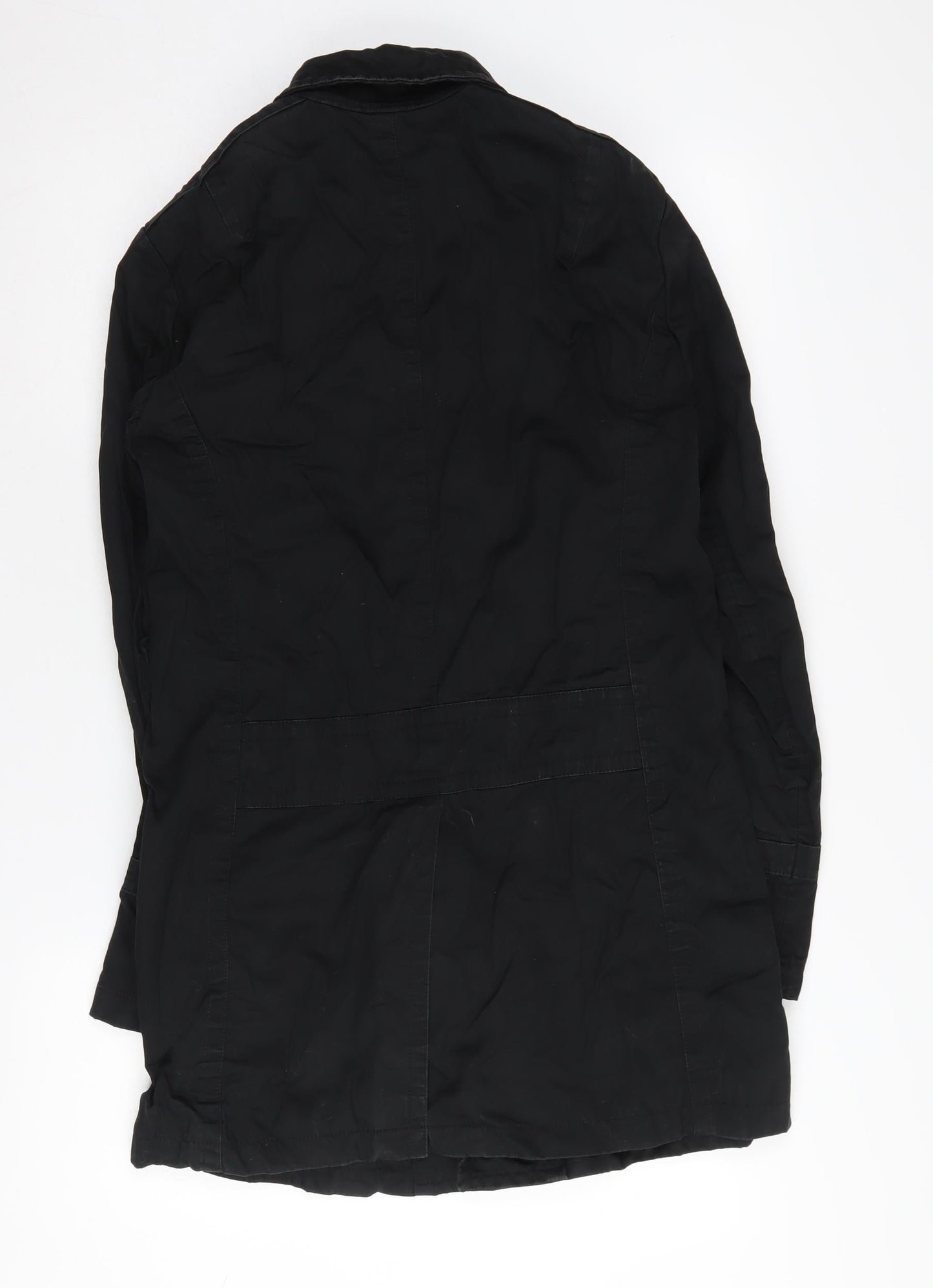 AllSaints Women's Black Cotton Overcoat S Casual Classic