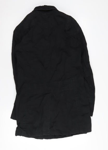 AllSaints Women's Black Cotton Overcoat S Casual Classic