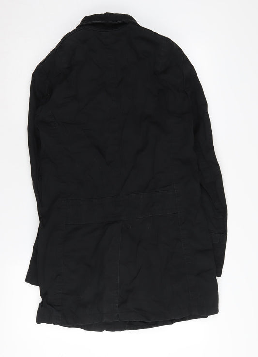 AllSaints Women's Black Cotton Overcoat S Casual Classic