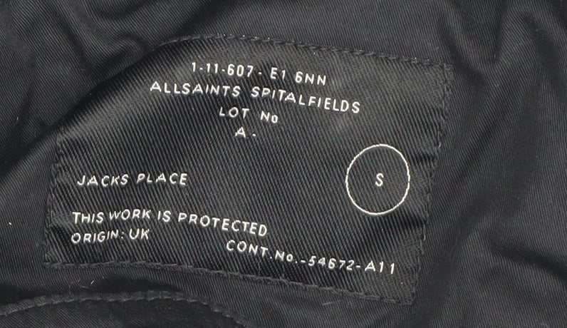 AllSaints Women's Black Cotton Overcoat S Casual Classic