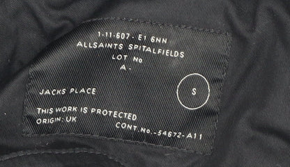 AllSaints Women's Black Cotton Overcoat S Casual Classic