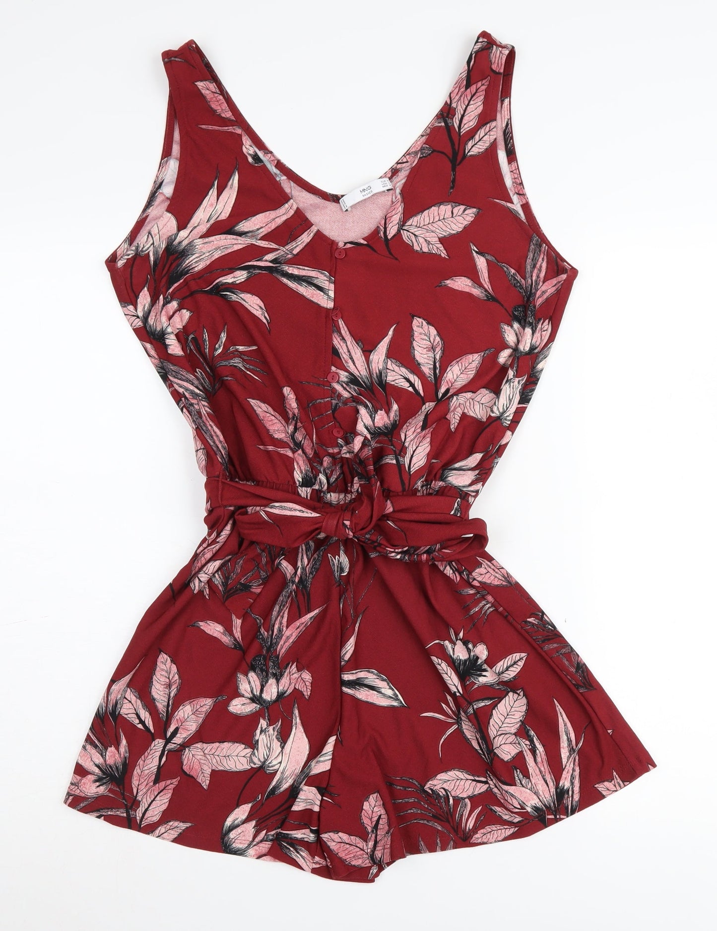 MNG Women’s Red Floral Playsuit, Size M, Summer Sleeveless