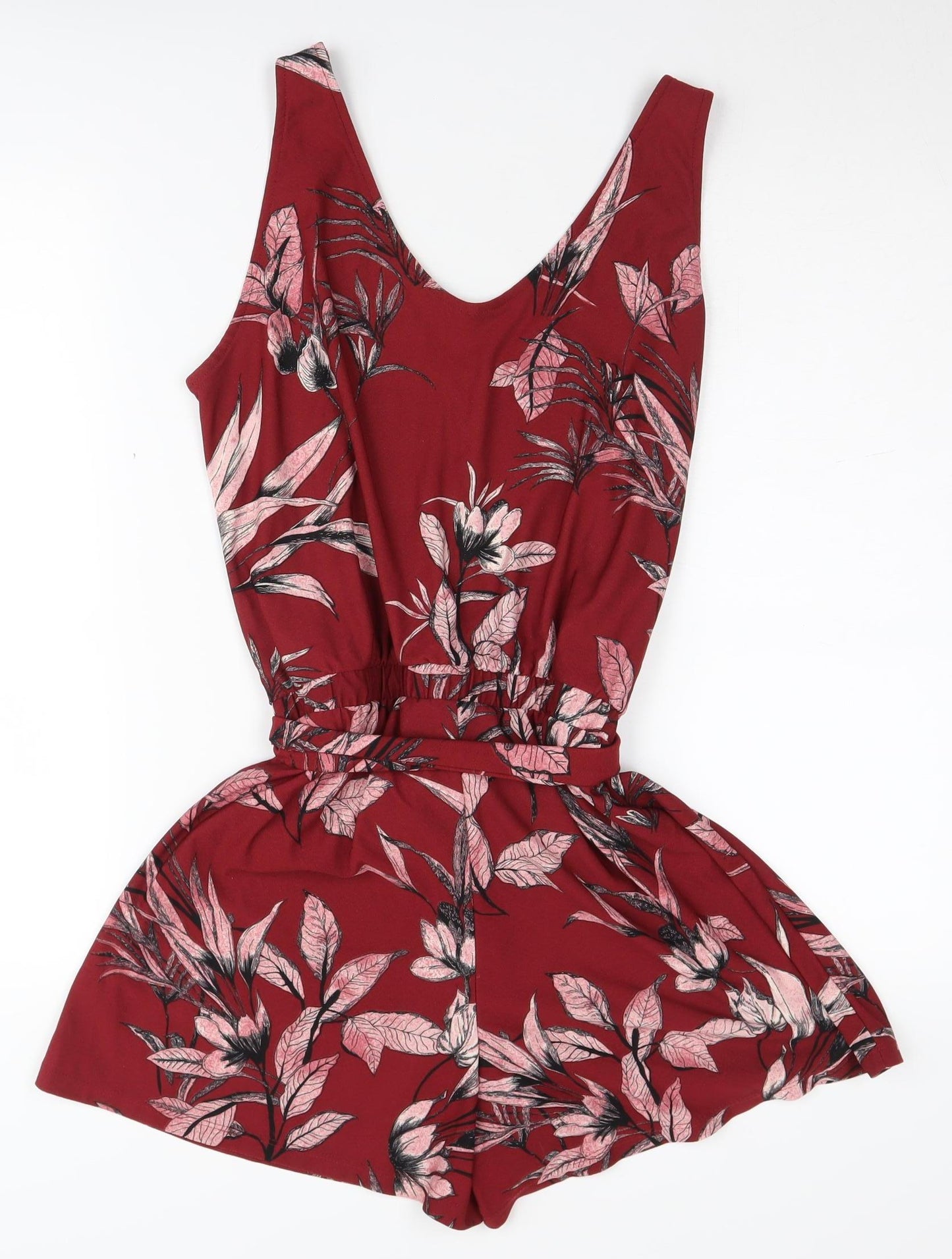 MNG Women’s Red Floral Playsuit, Size M, Summer Sleeveless