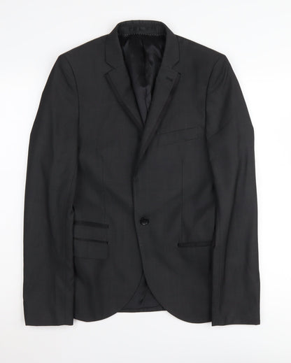 Mens UK Size 34 Topman Regular Black Suit Jacket
