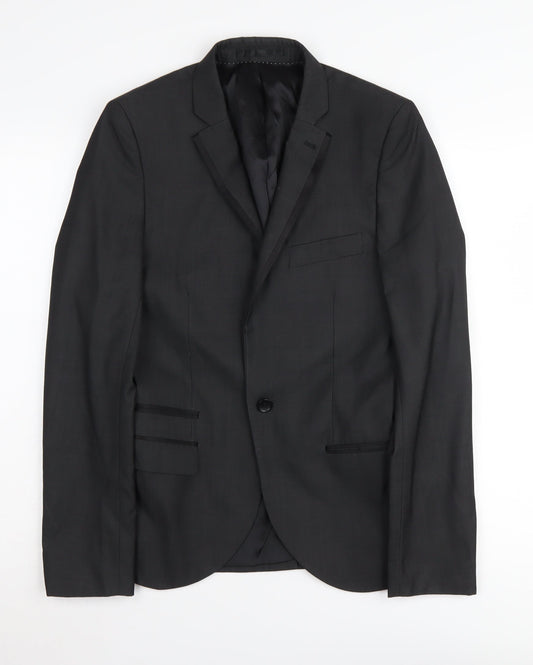 Mens UK Size 34 Topman Regular Black Suit Jacket