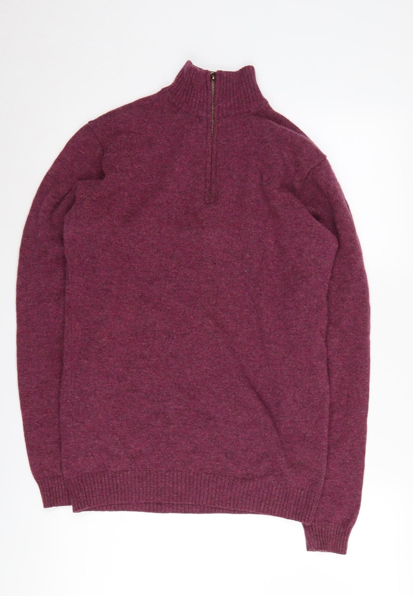 WoolOvers Men's Purple Wool Pullover S - High Neck Jumper