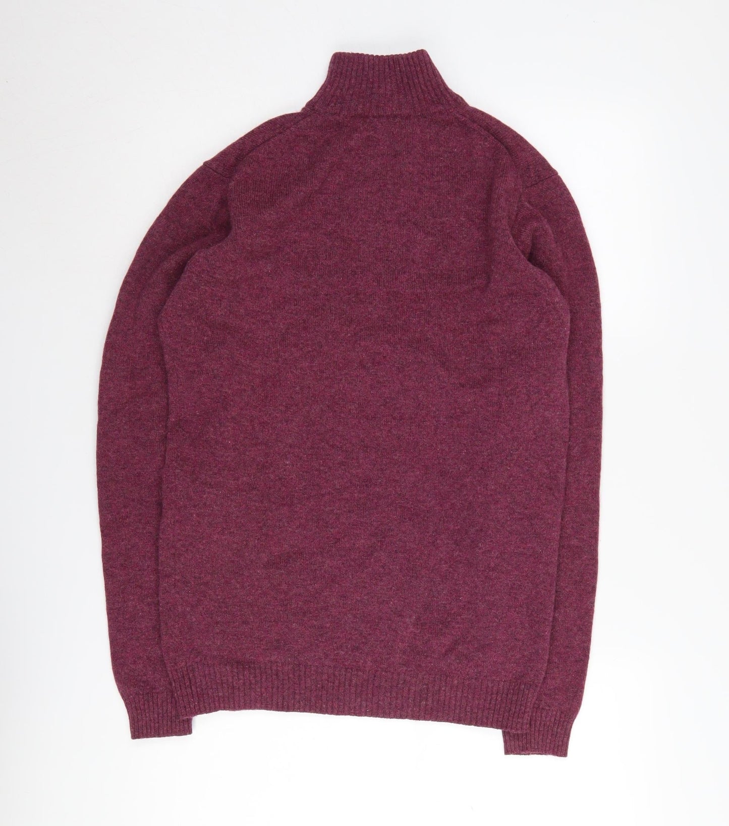 WoolOvers Men's Purple Wool Pullover S - High Neck Jumper
