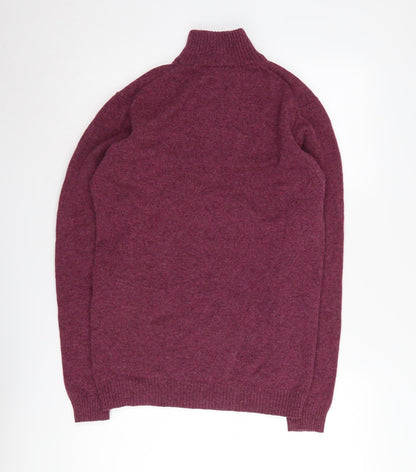 WoolOvers Men's Purple Wool Pullover S - High Neck Jumper