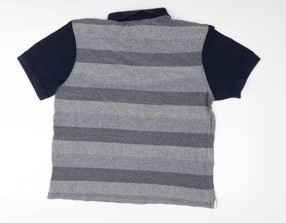 McKenzie Men's Grey Striped Polo Shirt L