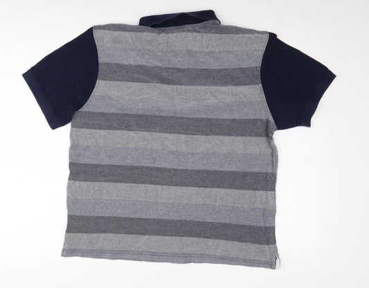 McKenzie Men's Grey Striped Polo Shirt L