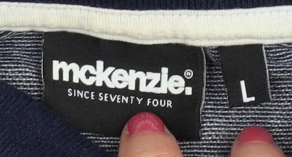 McKenzie Men's Grey Striped Polo Shirt L