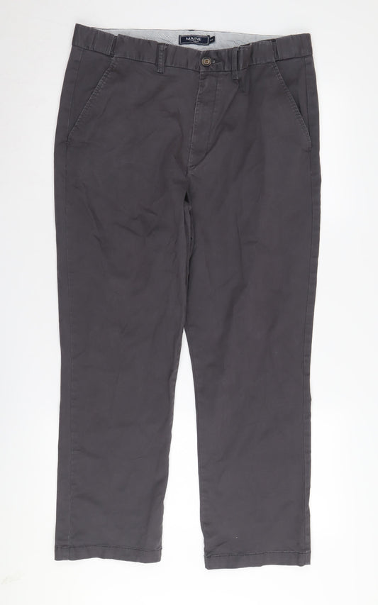 Maine Men's Grey Chino Trousers 33S Regular Fit