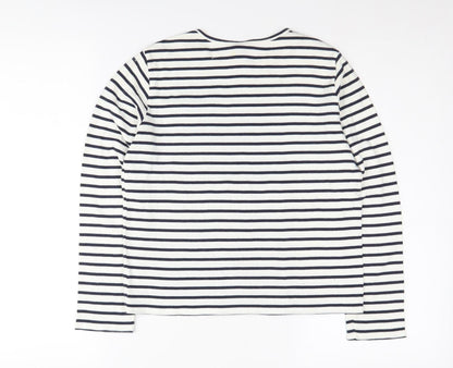 Gap Boys White Striped Long Sleeve Cotton T-Shirt XL