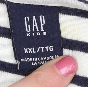Gap Boys White Striped Long Sleeve Cotton T-Shirt XL