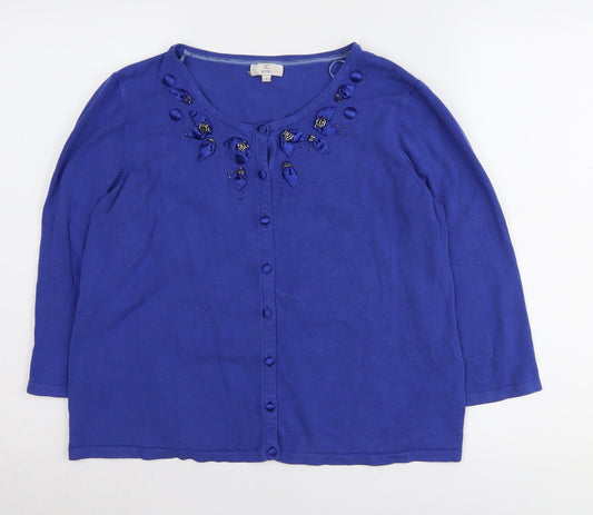Womens UK Size L CC Blue Cardigan Jumper
