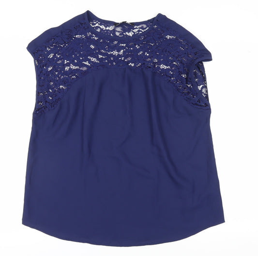 Capsule Women's Blue Crochet Accented Blouse - Size 18