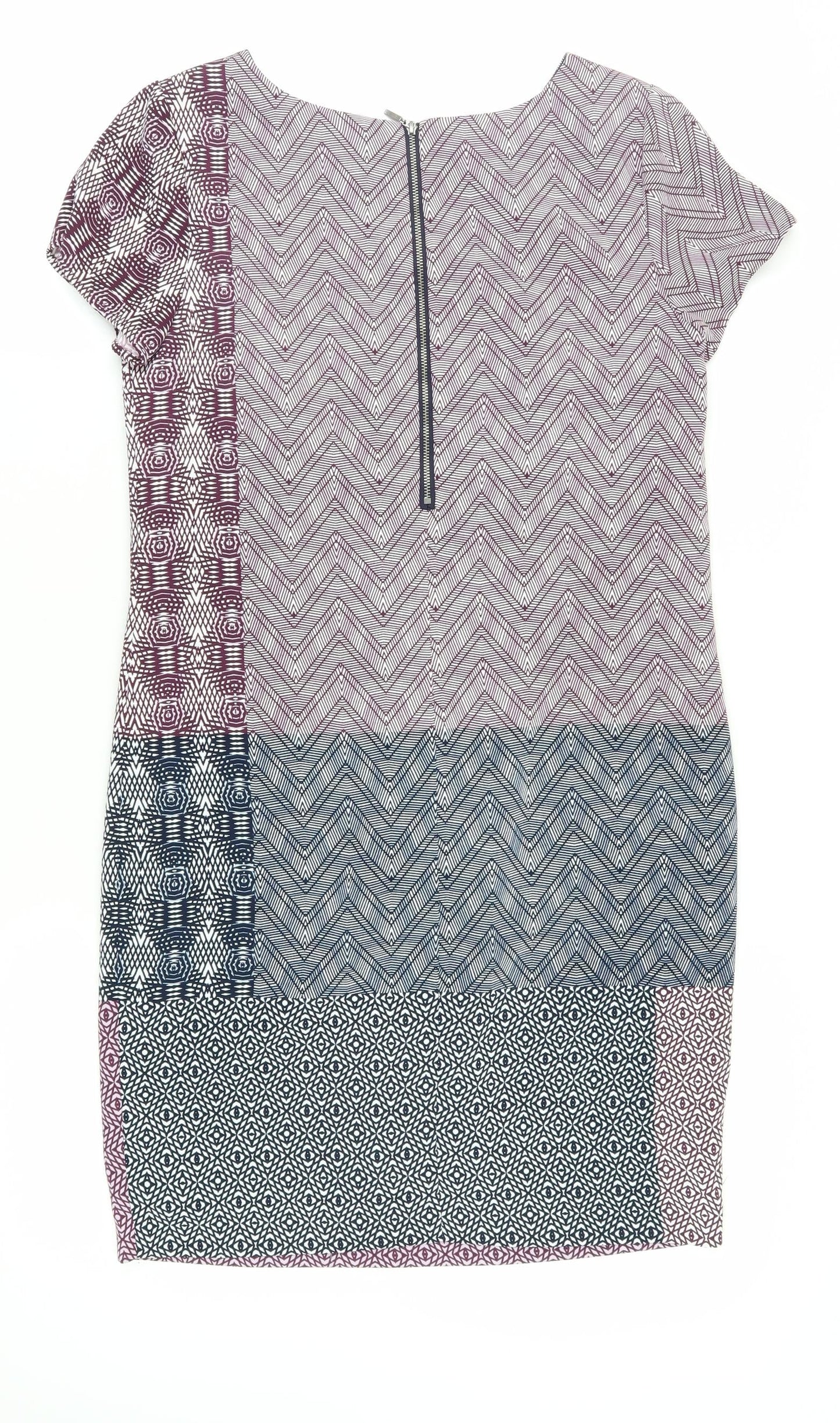 Next Women's Multicoloured Chevron Shift Dress, Size 8