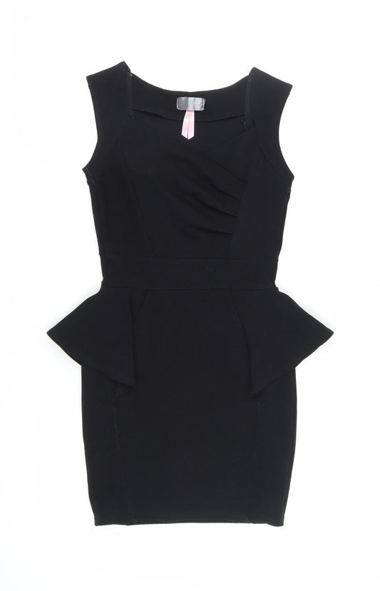 Lipsy Women's Black Peplum Dress, Size 6, Sleeveless, Party Ready