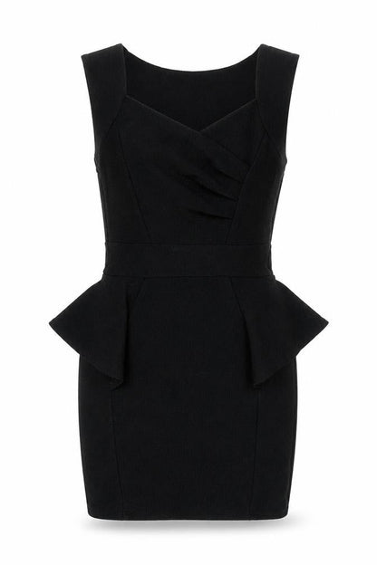 Lipsy Women's Black Peplum Dress, Size 6, Sleeveless, Party Ready
