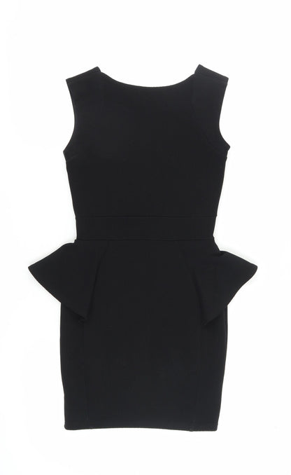 Lipsy Women's Black Peplum Dress, Size 6, Sleeveless, Party Ready