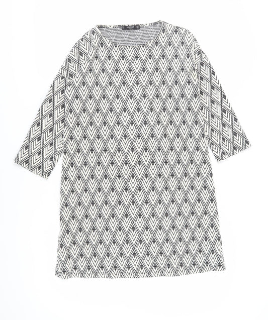 Mango Women's Black Shift Dress S Geometric