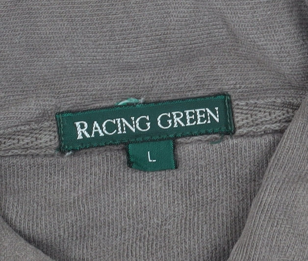 Racing Green Men's Brown Long Sleeve Polo Large