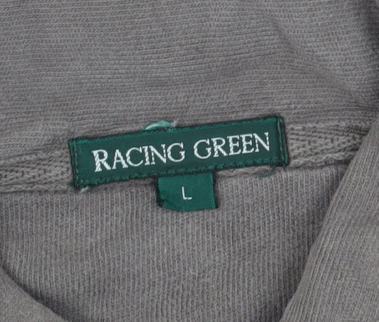 Racing Green Men's Brown Long Sleeve Polo Large