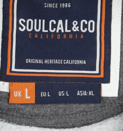 Mens UK Size L SoulCal & Co Grey Pullover Hoodie