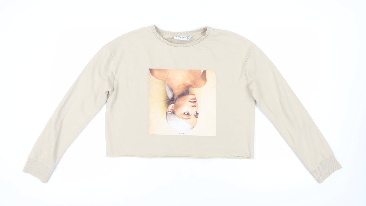 Ariana Grande Women Beige Pullover Sweatshirt Size 10/12